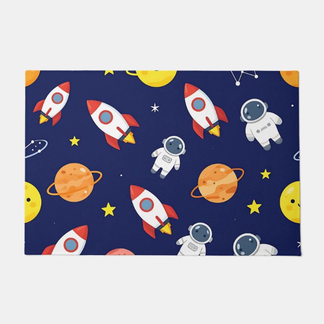 Cute Space Explorer Kids Pattern Doormat (Front)