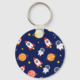 Cute Space Explorer Kids Pattern Key Ring