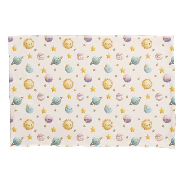 Cute Space Fabric Baby Room Textile Design Pillowcase (Front)