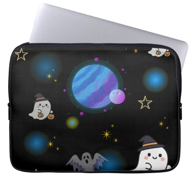 Cute Space Galaxy Doodle Laptop Sleeve (Front)