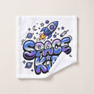 Cute "Space Kid" Outer Space Wash Cloth