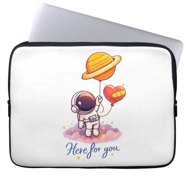 Cute Space Love Illustration Laptop Sleeve (Front)