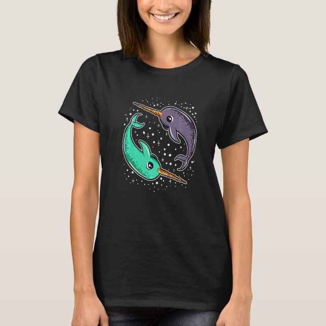 Cute Space Narwhals Narwhal  Outerspace T-Shirt (Front)