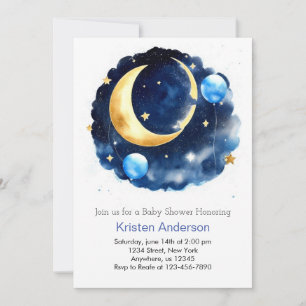 Cute Space Odyssey Boy Baby Shower Invitation