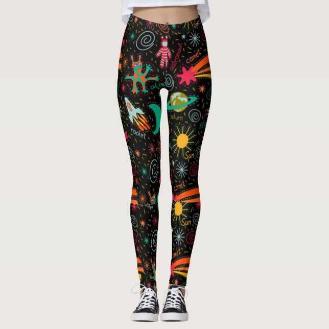 Cute Space Pattern Leggings (Front)