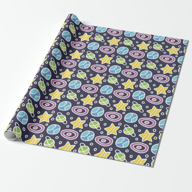 Cute Space Pattern Wrapping Paper (Unrolled)