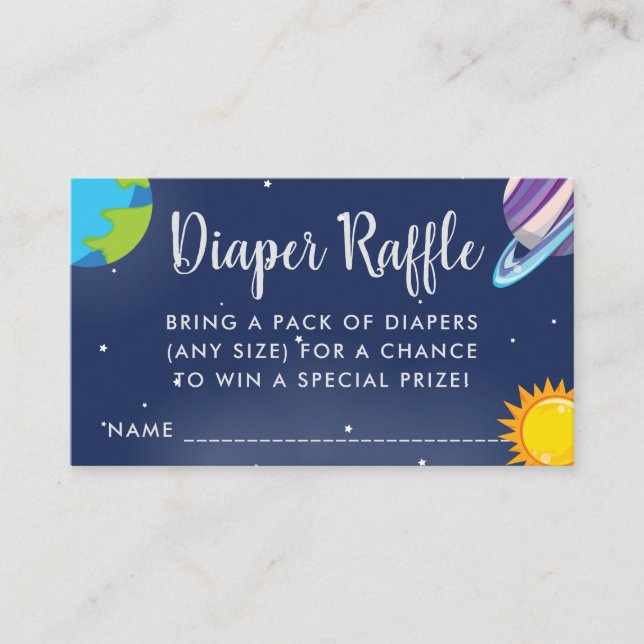 Cute Space Planet Galaxy Baby Shower Diaper Raffle Enclosure Card (Front)