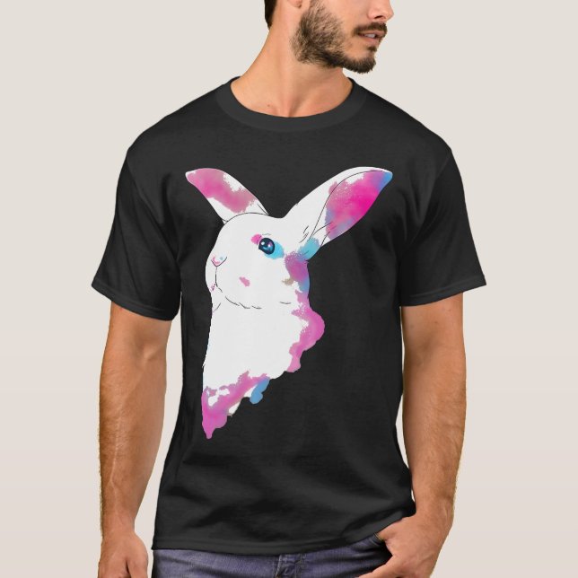 Cute Space Rainbow Gaussian Blur Rabbit Galactic B T-Shirt (Front)