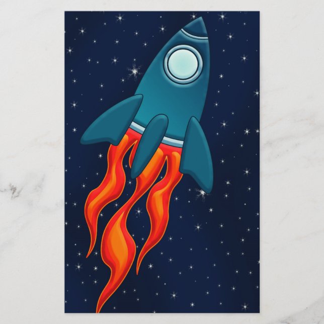 Cute Space Rocket and Outer Space Design Flyer (Front)