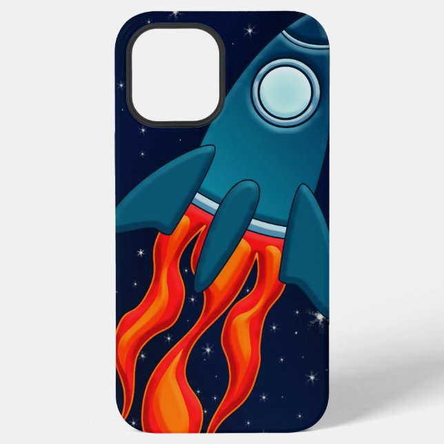 Cute Space Rocket and Outer Space Design iPhone Case (Back)