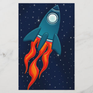 Cute Space Rocket and Outer Space Design Stationery