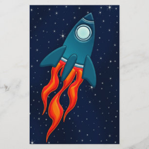 Cute Space Rocket and Outer Space Design Stationery