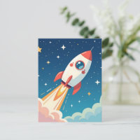 Cute space rocket blasting off