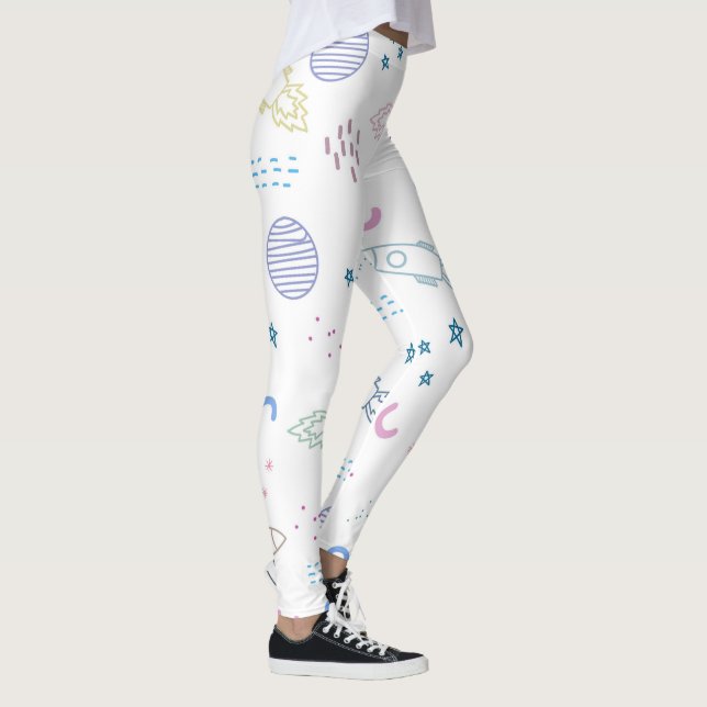 Cute Space Rockets Pattern | Leggings (Right)