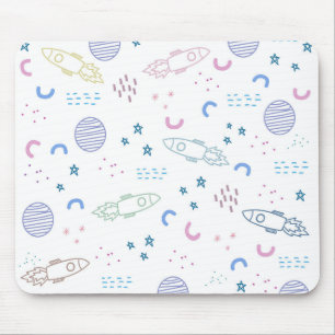 Cute Space Rockets Pattern   Mouse Pad
