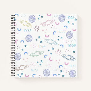 Cute Space Rockets Pattern   Notebook