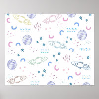 Cute Space Rockets Pattern | Poster