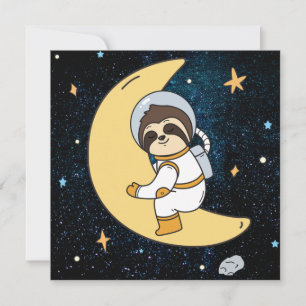 Cute Space Sloth Holiday Card