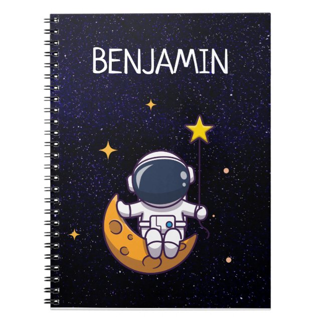 Cute Space Theme Any Age Birthday 🚀✨ Notebook (Front)