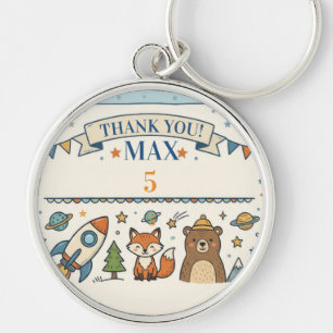 Cute Space & Woodland Birthday Party Key Ring