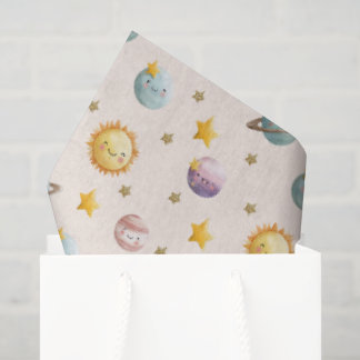 Cute Space Wrapping Paper with Planets and Stars