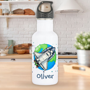 Cute Spaceship Around Earth 532 Ml Water Bottle