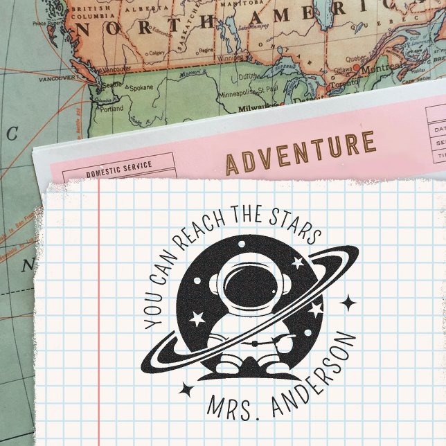 Cute SpaceYou Can Reach The Stars Teacher Rubber Stamp (Creator Uploaded)