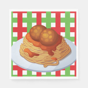 Cute spaghetti dinner party napkin