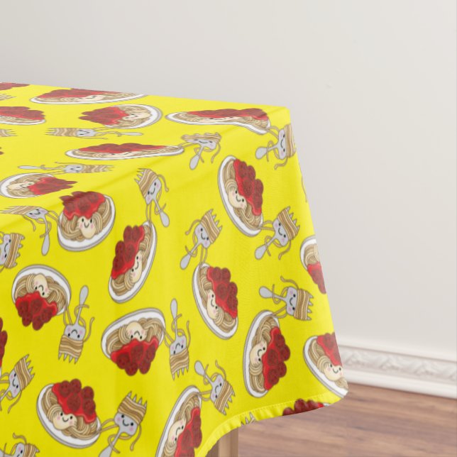 Cute Spaghetti Kids Birthday Party Kawaii Tablecloth (In Situ)