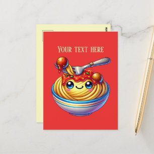 Cute spaghetti lovers Italian Postcard