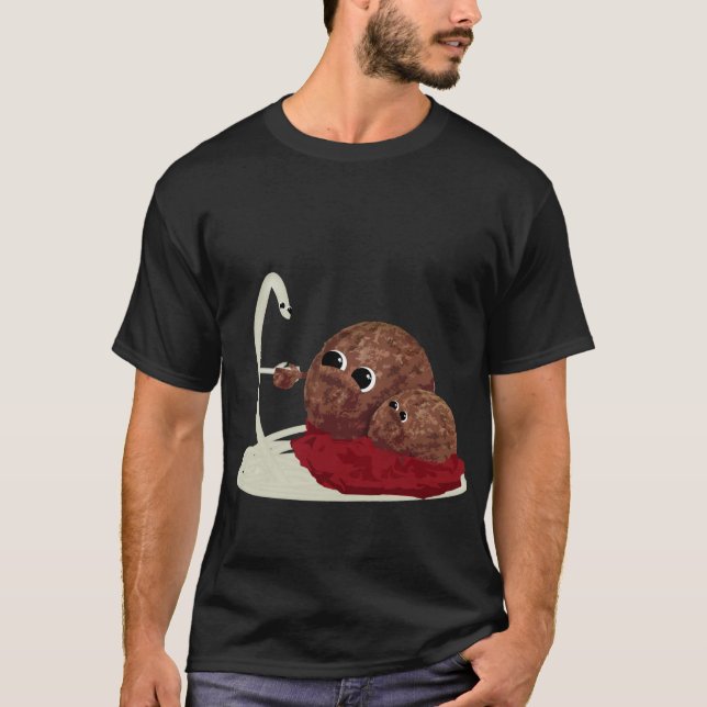 Cute Spaghetti Meeting Meatballs T-Shirt (Front)