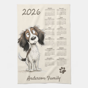 Cute Spaniel Dog 2026 Tea Towel Calendar