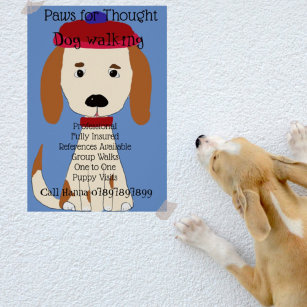 Cute Spaniel Dog Walking Grooming Business Poster