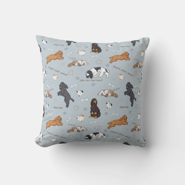 Cute Spaniels Dogs Pattern Cushion (Front)