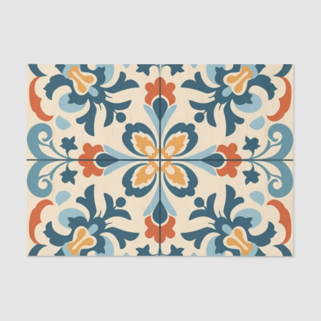 Cute Spanish tile pattern decoupage  Tissue Paper (Front)