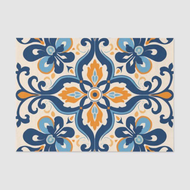 Cute Spanish tile pattern decoupage  Tissue Paper (Front)