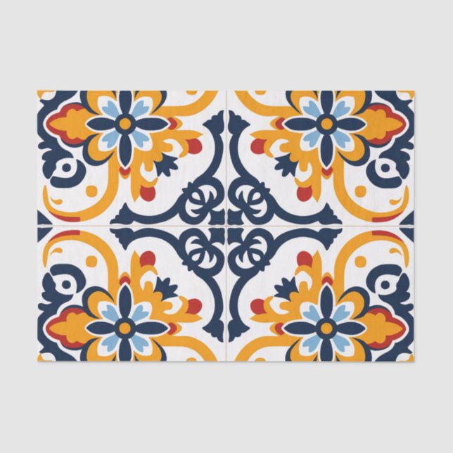 Cute Spanish tile pattern decoupage  Tissue Paper (Front)