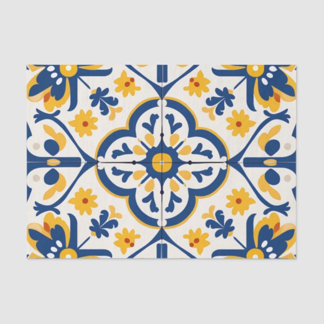 Cute Spanish tile pattern decoupage Tissue Paper (Front)