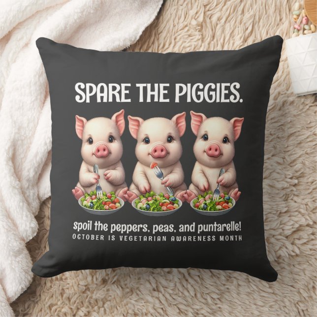 Cute Spare the Piggies Eating Salads Cushion (Blanket)