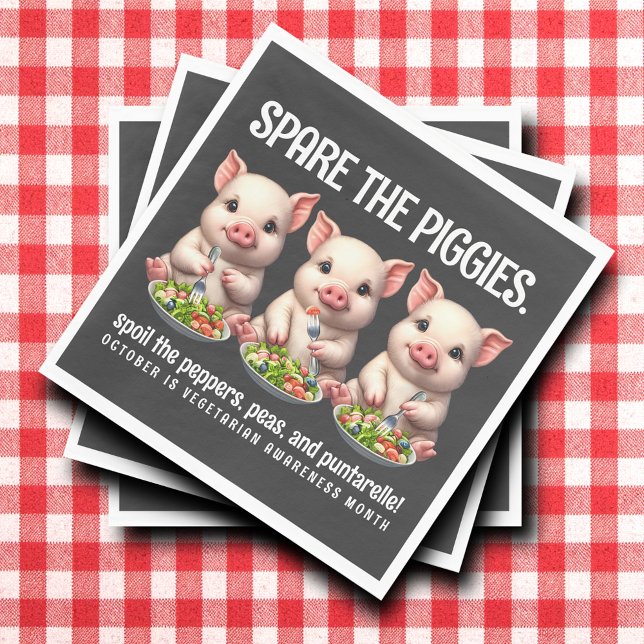 Cute Spare the Piggies Eating Salads Napkin (Spare the Piggies Paper Napkins Cover Photo)