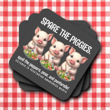 Cute Spare the Piggies Eating Salads