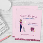 Cute Sparkle Cartoon Maid Cleaning Services Flyer<br><div class="desc">Cute Sparkle Cartoon Maid Cleaning Services Business Flyers.</div>