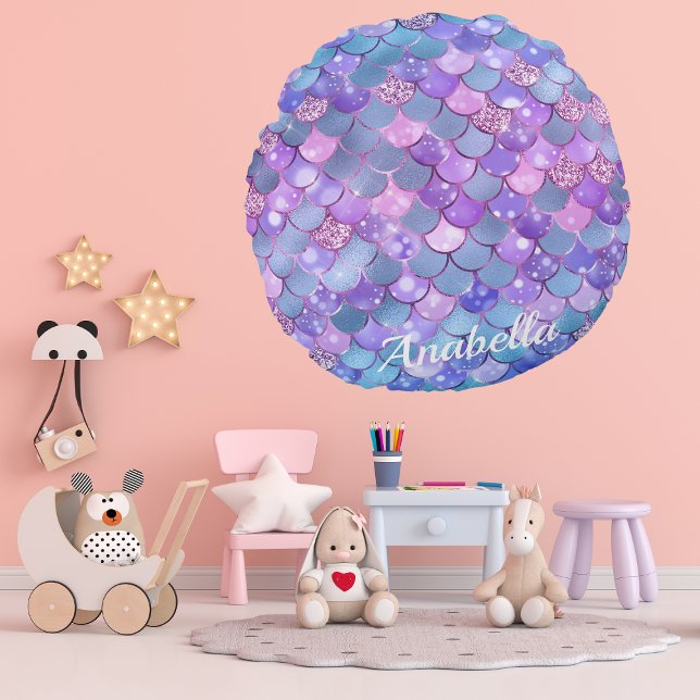 Cute Sparkly Glitter Mermaid Scales  Round Cushion (Creator Uploaded)