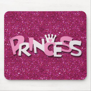 Cute Sparkly Hot Pink Princess Glitter Mouse Pad