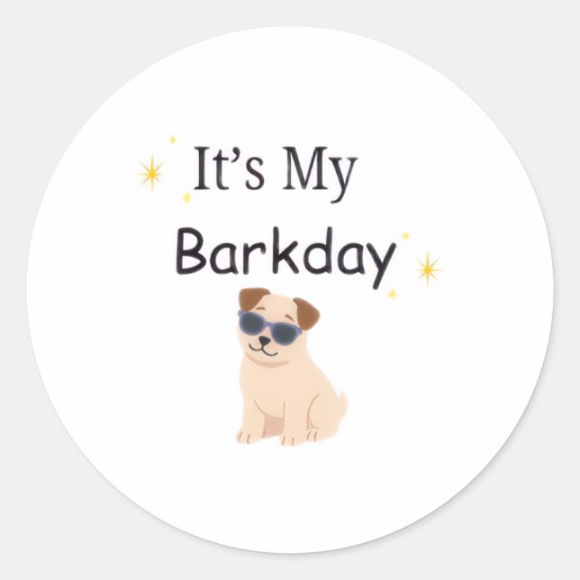 Cute Sparkly It’s My Barkday Puppy Sticker (Front)