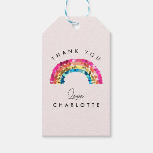 Cute Sparkly Sequin Rainbow Birthday Party Gift Tags