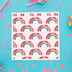 Cute Sparkly Sequin Rainbow Birthday Party Napkin