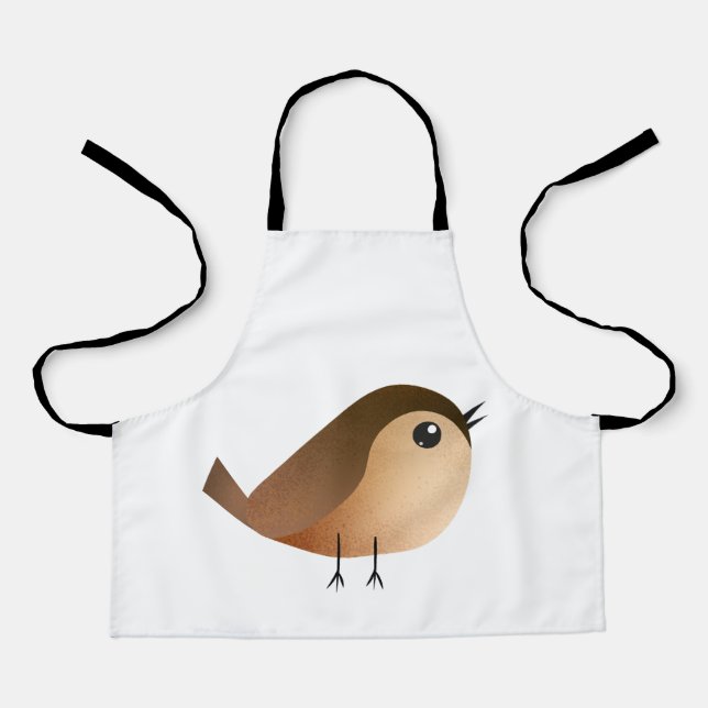 Cute Sparrow Bird Cartoon Apron (Front)