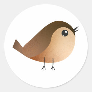 Cute Sparrow Bird Cartoon Classic Round Sticker