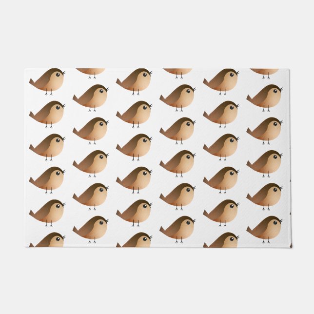 Cute Sparrow Bird Cartoon Doormat (Front)